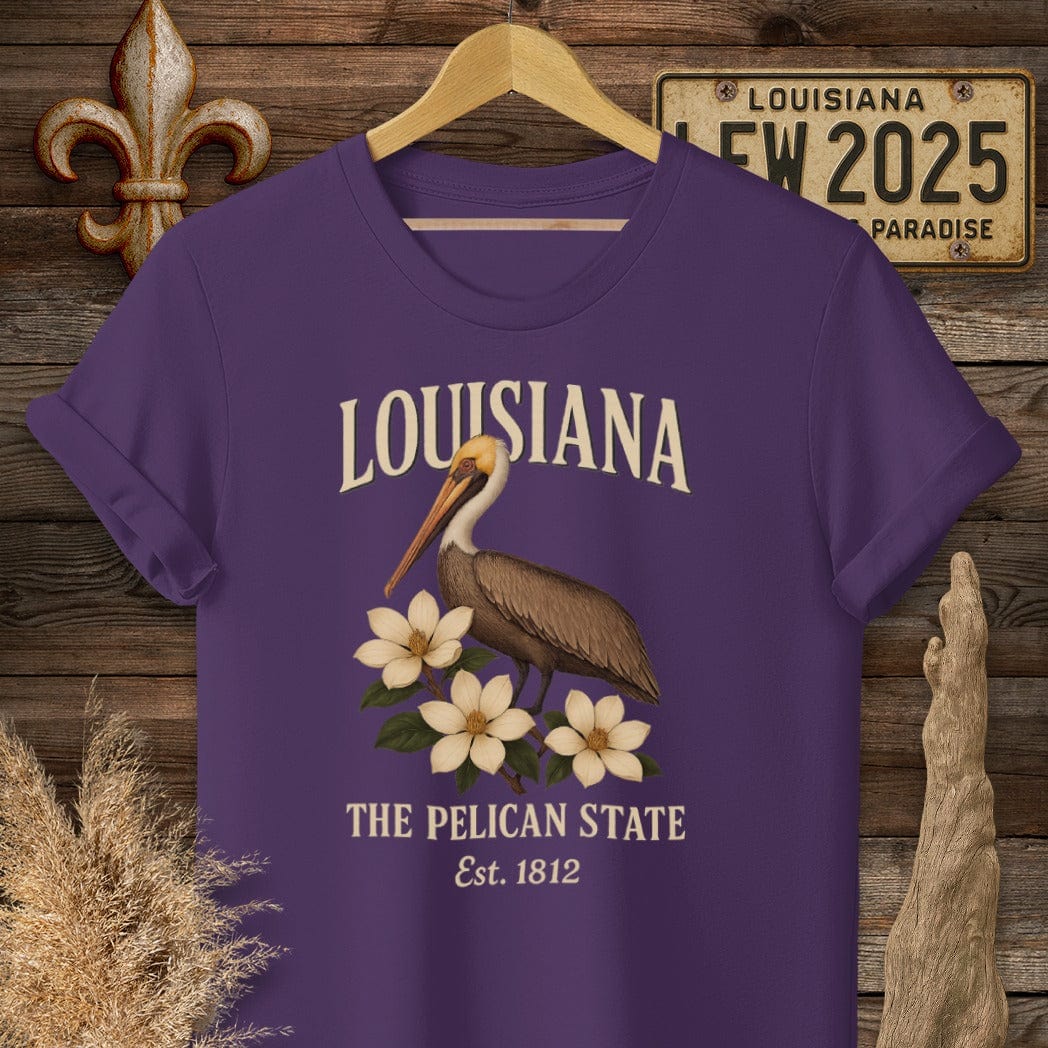 S / Purple Louisiana Louisiana The Pelican State T-Shirt by Laissez Faire Wear