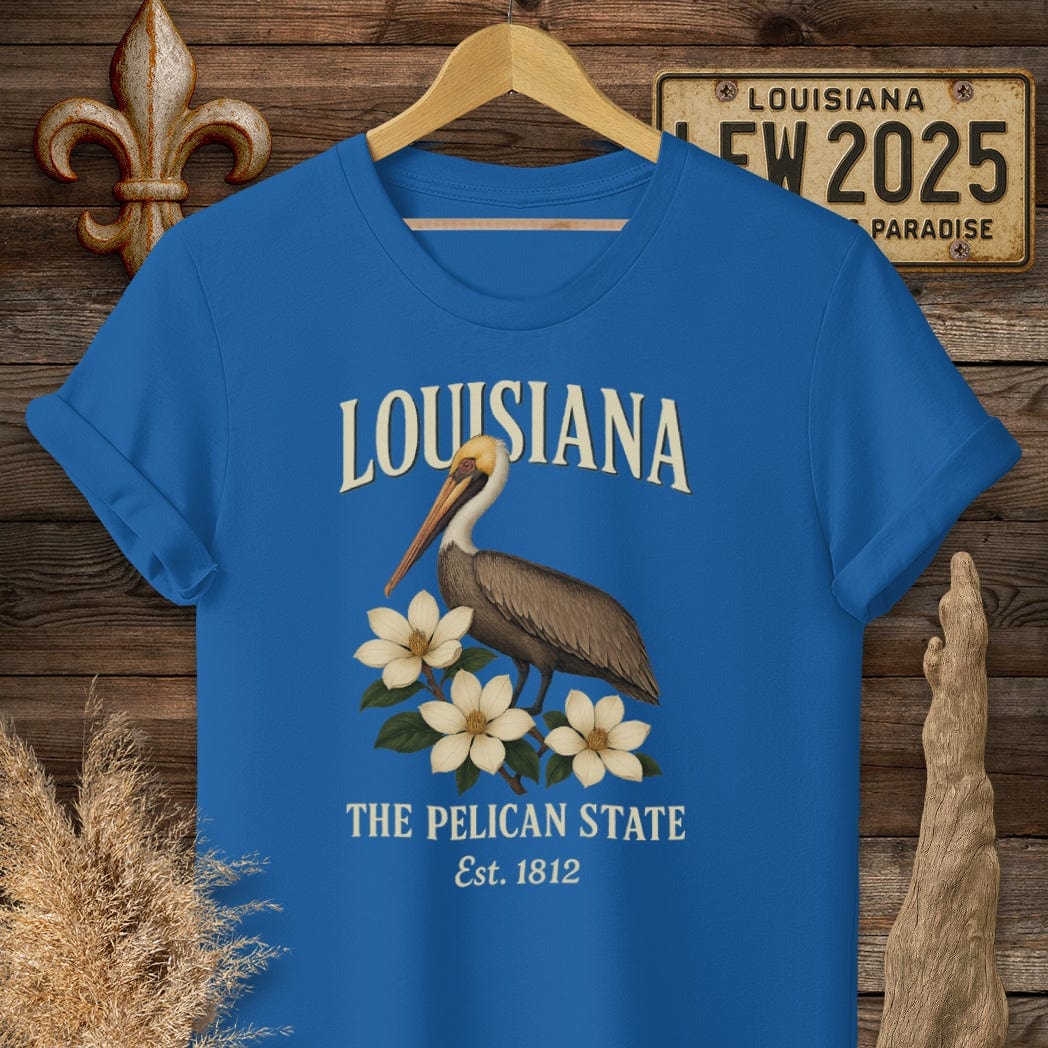 S / Royal Louisiana Louisiana The Pelican State T-Shirt by Laissez Faire Wear