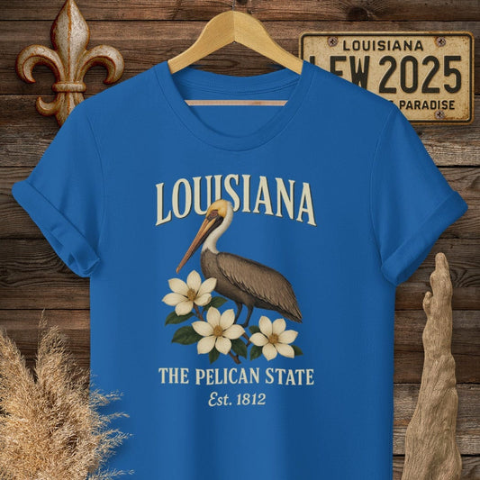 S / Royal Louisiana Louisiana The Pelican State T-Shirt by Laissez Faire Wear