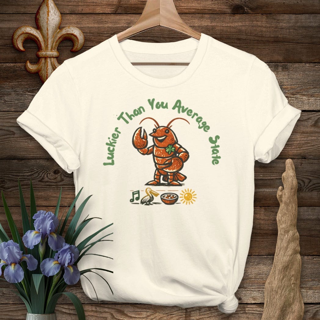 S / Natural Louisiana Luckier Than T-Shirt by Laissez Faire Wear