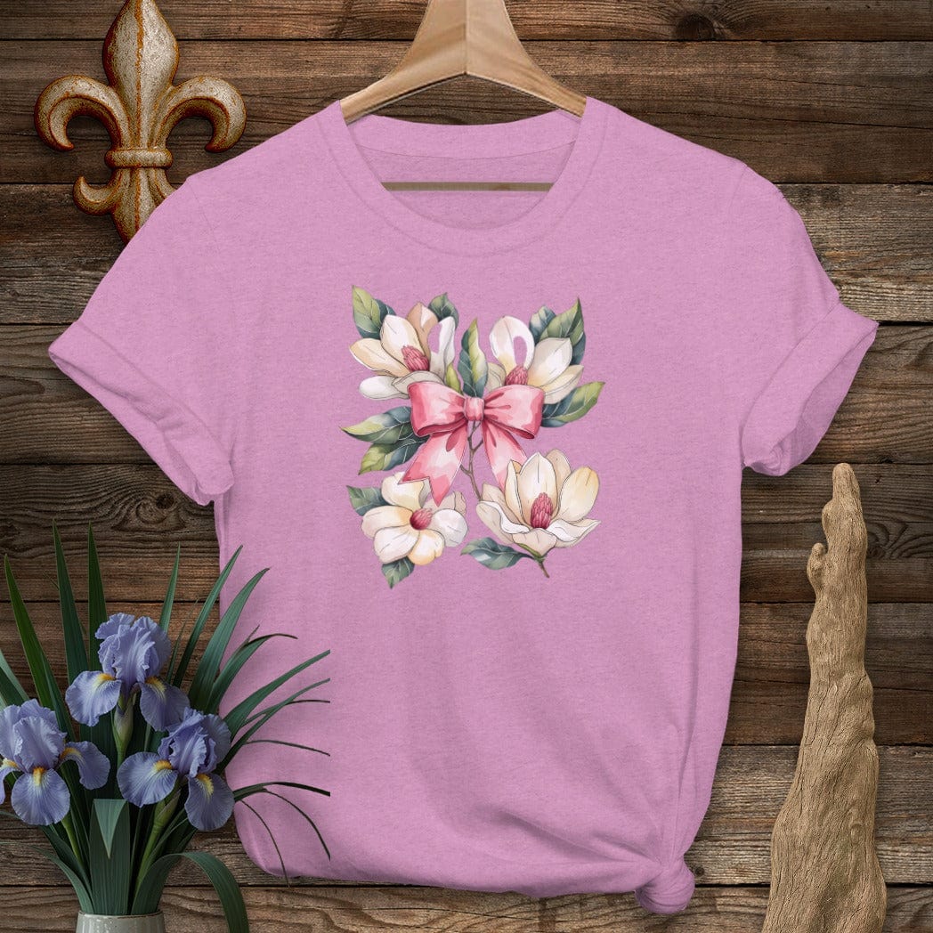 S / Heather Radiant Orchid Louisiana Magnolia Elegance Coquette T-Shirt by Laissez Faire Wear
