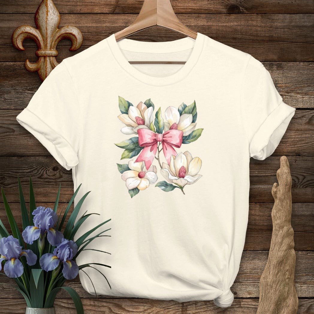 S / Natural Louisiana Magnolia Elegance Coquette T-Shirt by Laissez Faire Wear