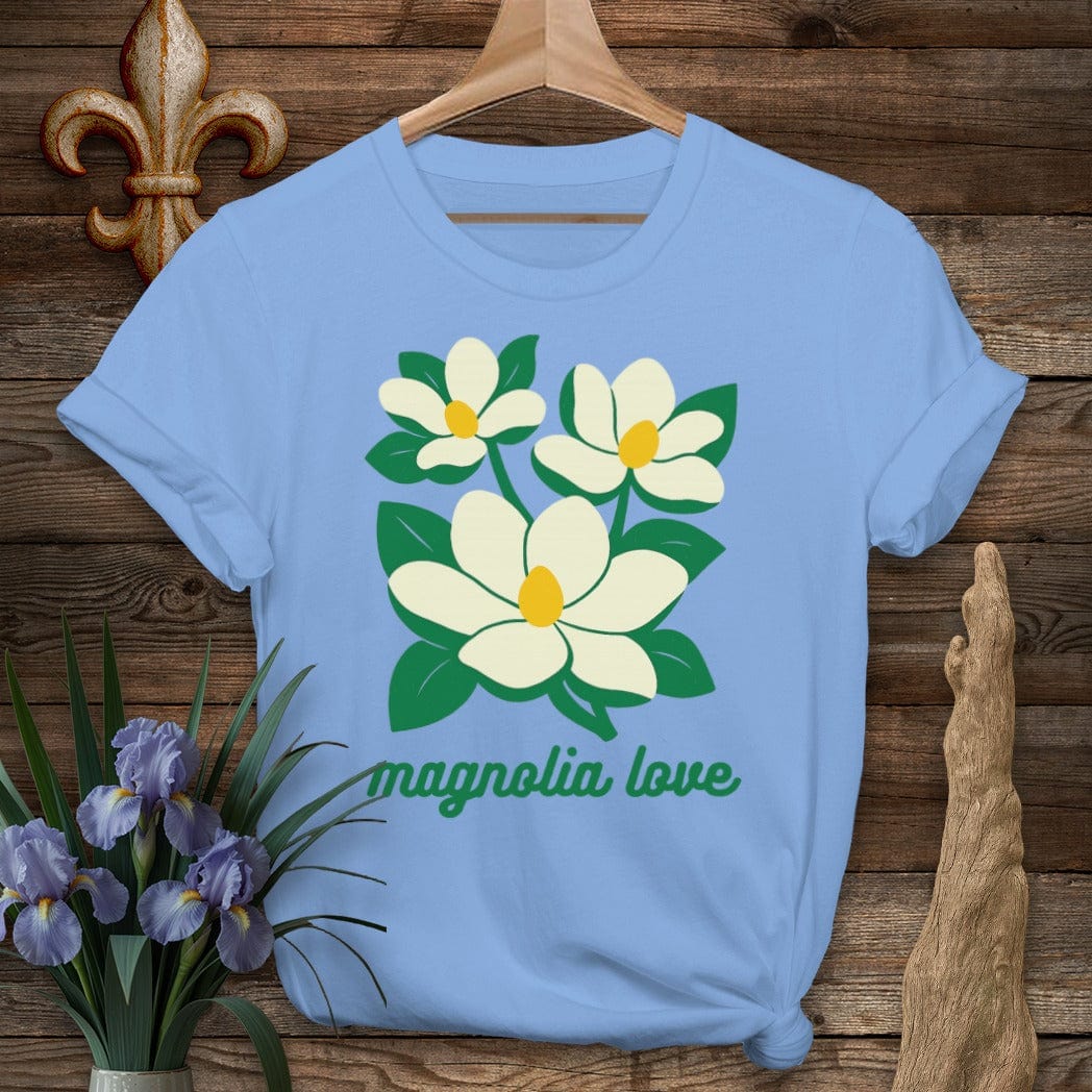 S / Carolina Blue Louisiana Magnolia Love T-Shirt by Laissez Faire Wear