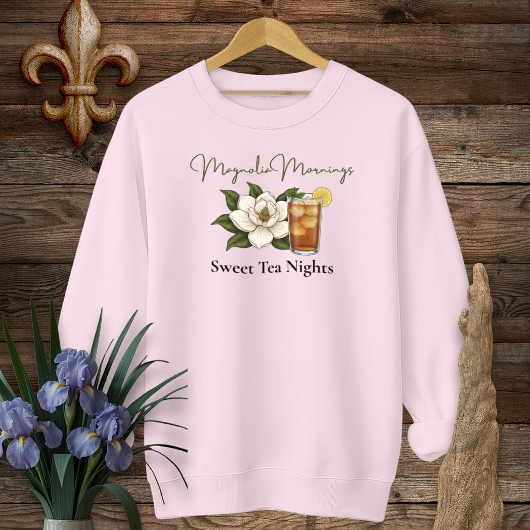 S / Light Pink Louisiana Magnolia Mornings Sweatshirt by Laissez Faire Wear