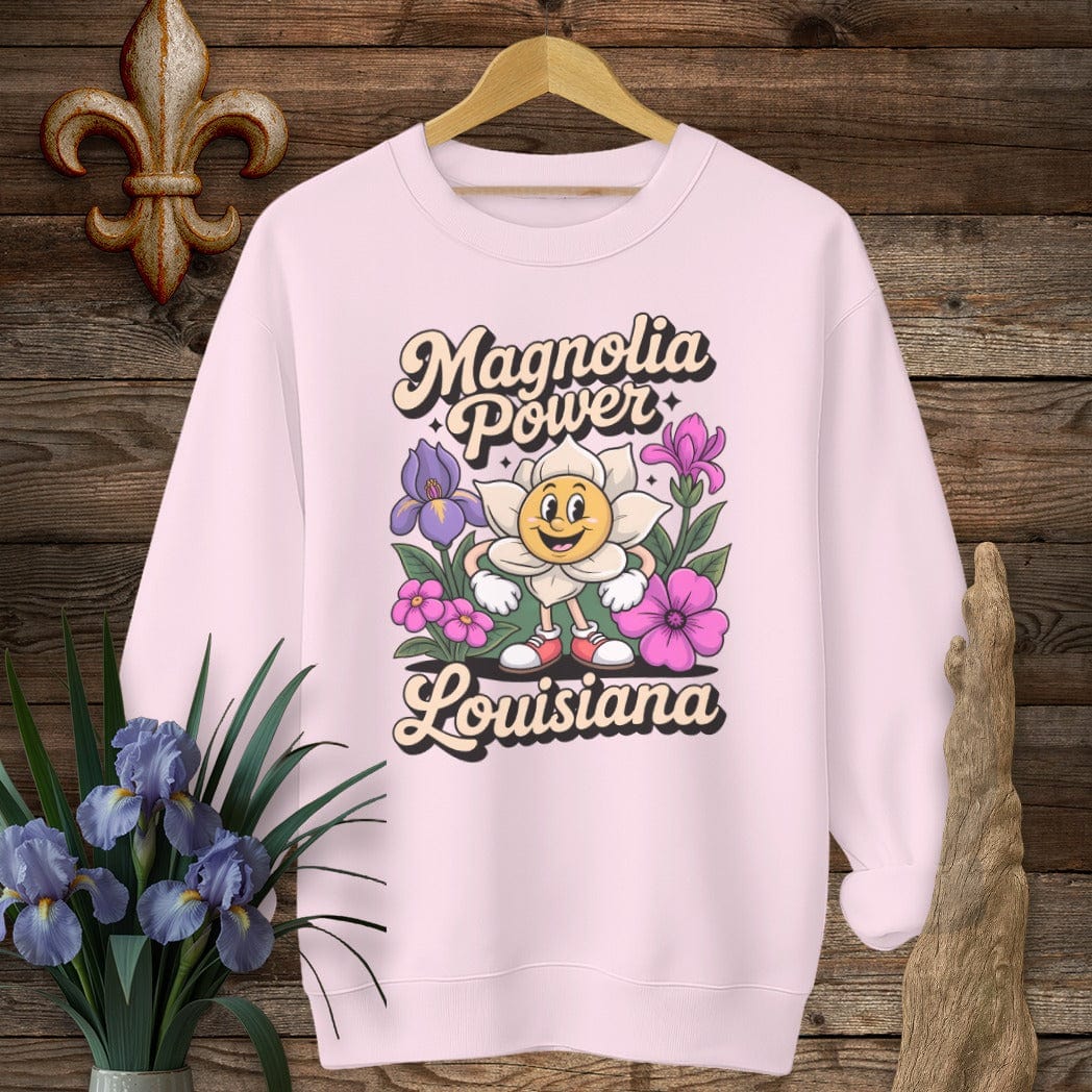 S / Light Pink Louisiana Magnolia Power Sweatshirt by Laissez Faire Wear