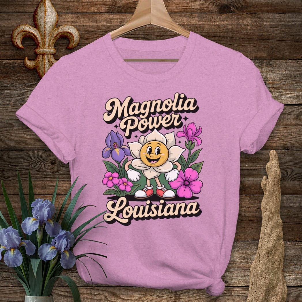 S / Heather Radiant Orchid Louisiana Magnolia Power T-Shirt by Laissez Faire Wear