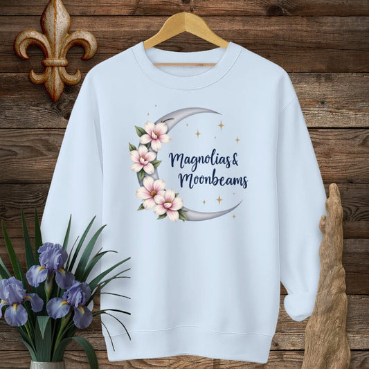 S / Light Blue Louisiana Magnolias And Moonbeams Sweatshirt by Laissez Faire Wear