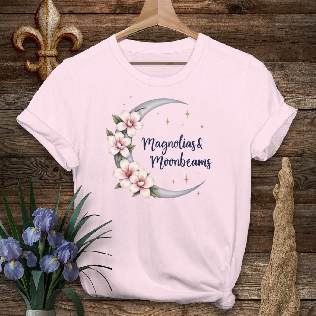 S / Light Pink Louisiana Magnolias And Moonbeams T-Shirt by Laissez Faire Wear