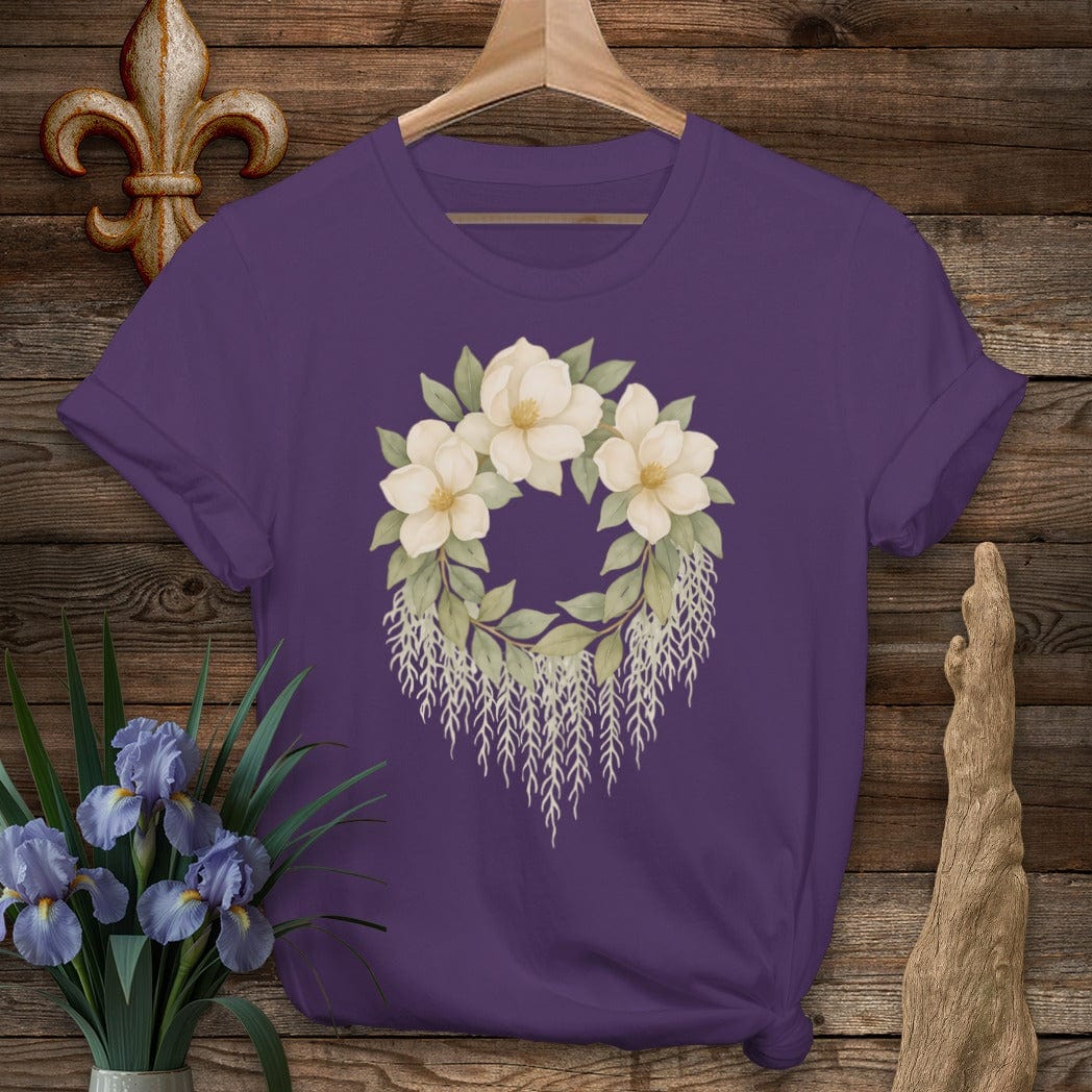 S / Purple Louisiana Magnolias & Moss T-Shirt by Laissez Faire Wear