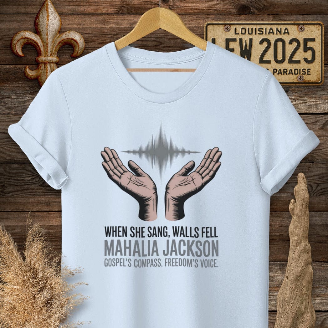 S / Light Blue Louisiana Mahalia Jackson Gospel's Compass T-Shirt by Laissez Faire Wear
