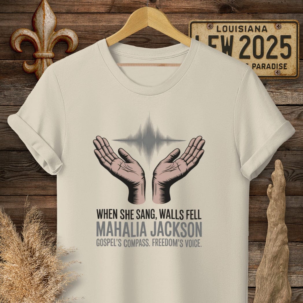 S / Sand Louisiana Mahalia Jackson Gospel's Compass T-Shirt by Laissez Faire Wear