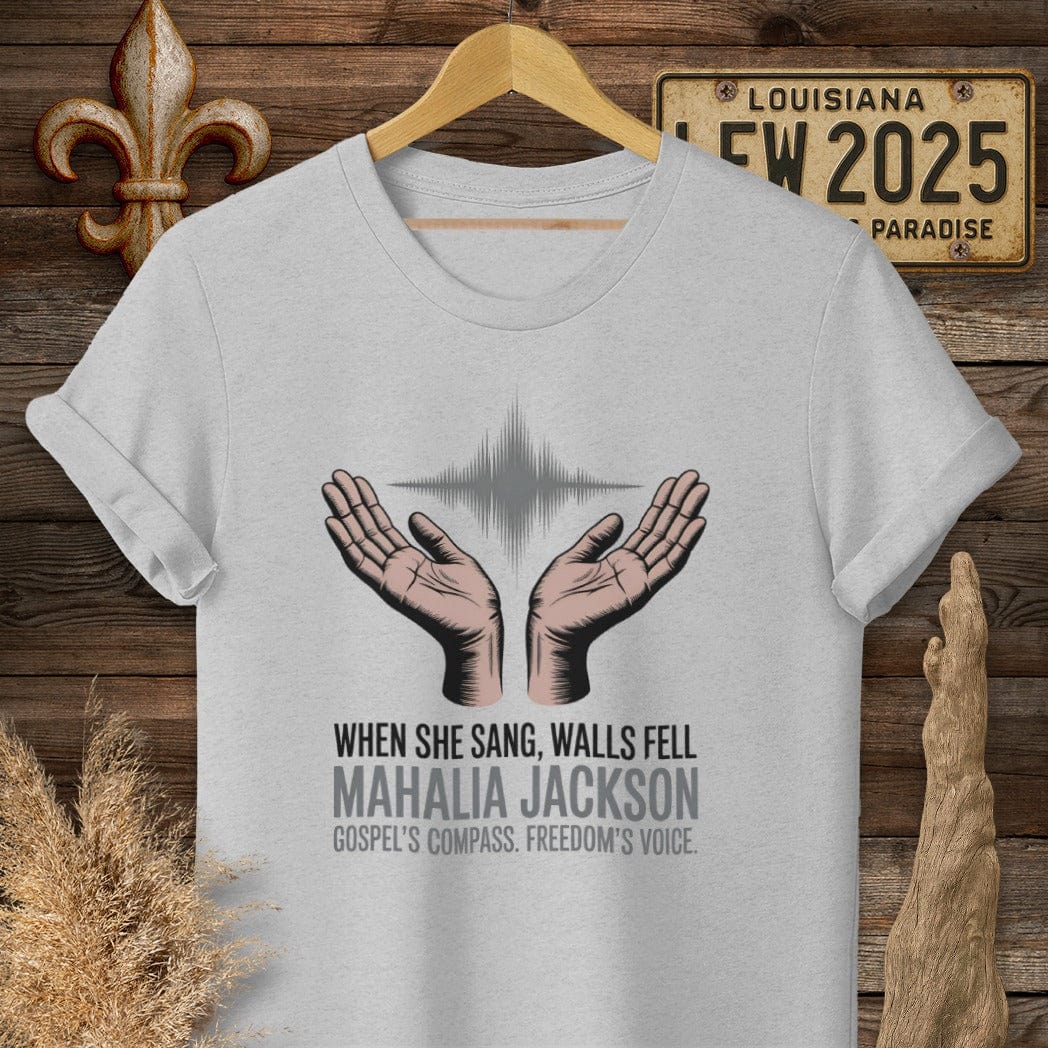 S / Sport Grey Louisiana Mahalia Jackson Gospel's Compass T-Shirt by Laissez Faire Wear