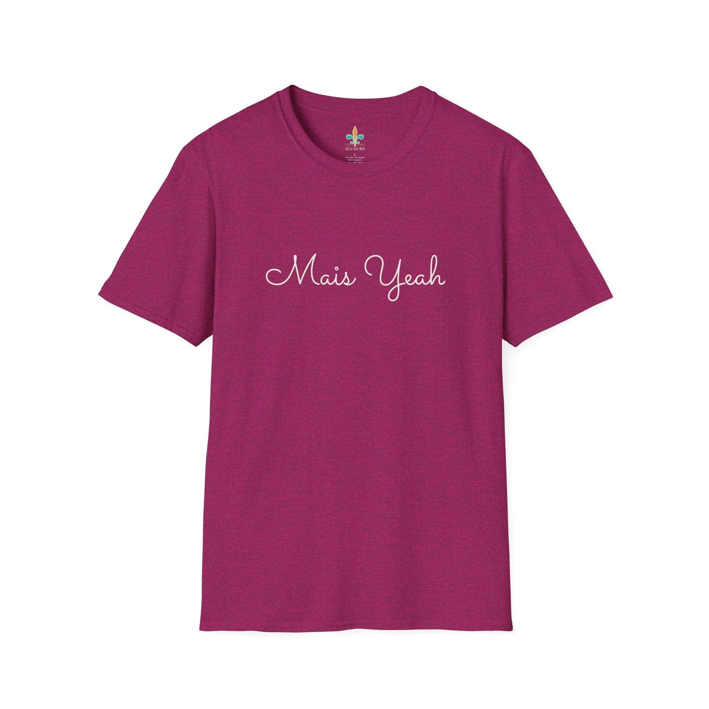 Antique Heliconia / S Louisiana "Mais Yeah" Simple Typography T-Shirt by Laissez Faire Wear