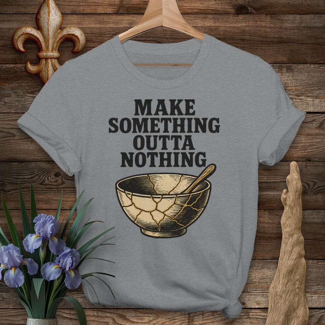 S / Graphite Heather Louisiana Make Something Outta Nothing T-Shirt by Laissez Faire Wear