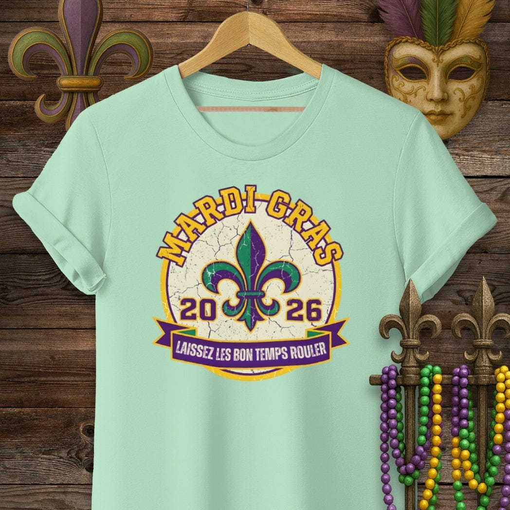 S / Mint Green Louisiana Mardi Gras 2026 T-Shirt by Laissez Faire Wear