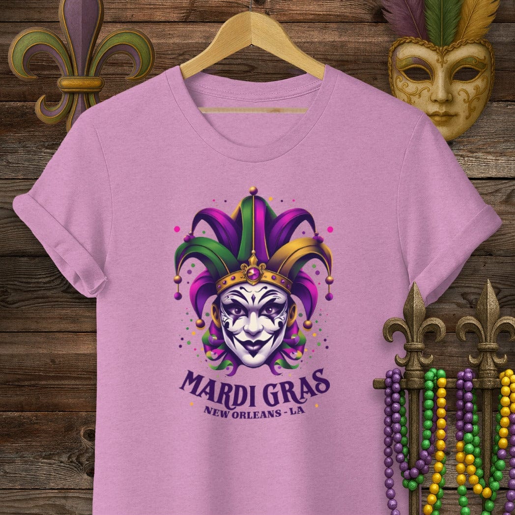 S / Heather Radiant Orchid Louisiana Mardi Gras NOLA Mardi Gras T-Shirt by Laissez Faire Wear