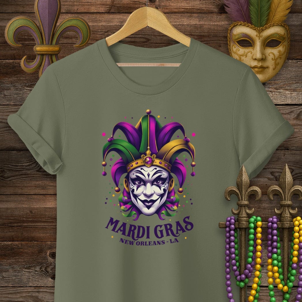 S / Military Green Louisiana Mardi Gras NOLA Mardi Gras T-Shirt by Laissez Faire Wear