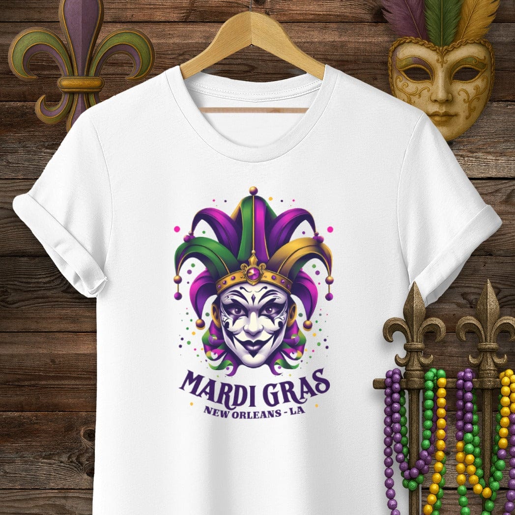 S / White Louisiana Mardi Gras NOLA Mardi Gras T-Shirt by Laissez Faire Wear