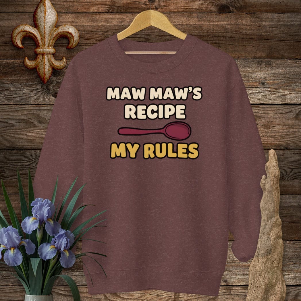 S / Heather Sport Dark Maroon Louisiana Maw Maw's Recipe Sweatshirt by Laissez Faire Wear