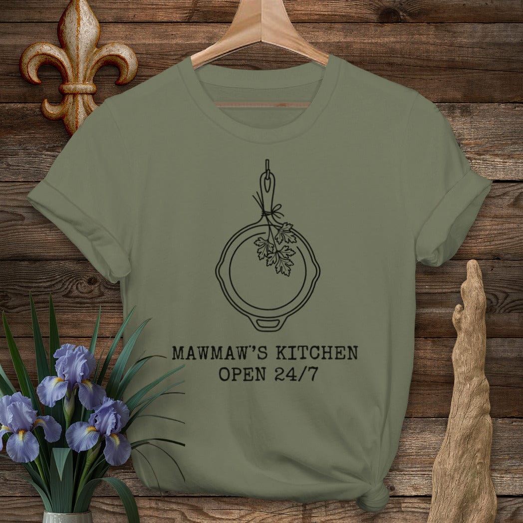 S / Military Green Louisiana MawMaw's Kitchen T-Shirt by Laissez Faire Wear