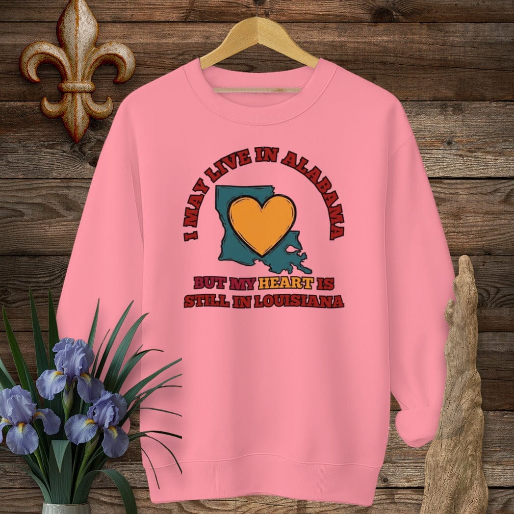 S / Safety Pink Louisiana May Live in Alabama Sweatshirt by Laissez Faire Wear
