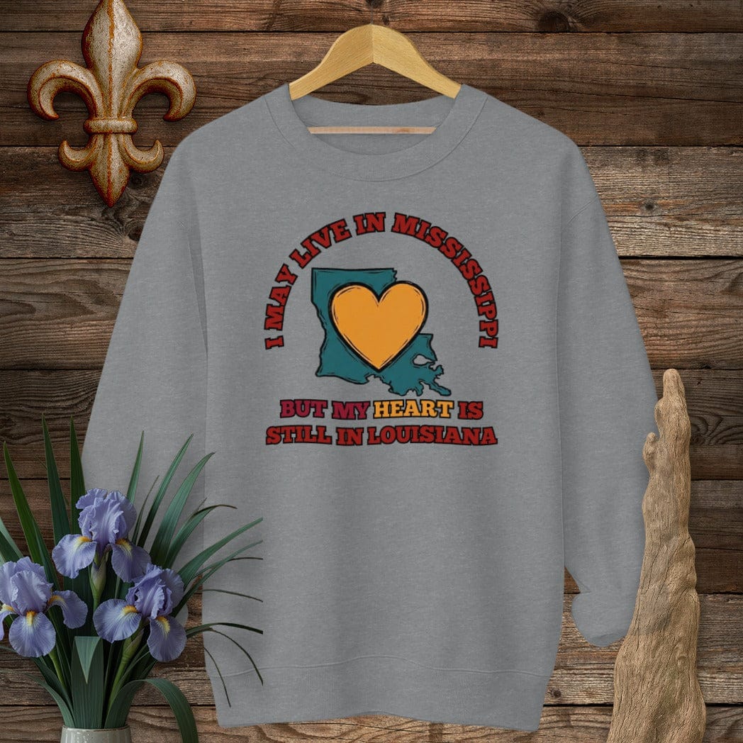 S / Graphite Heather Louisiana May Live in Mississippi Sweatshirt by Laissez Faire Wear