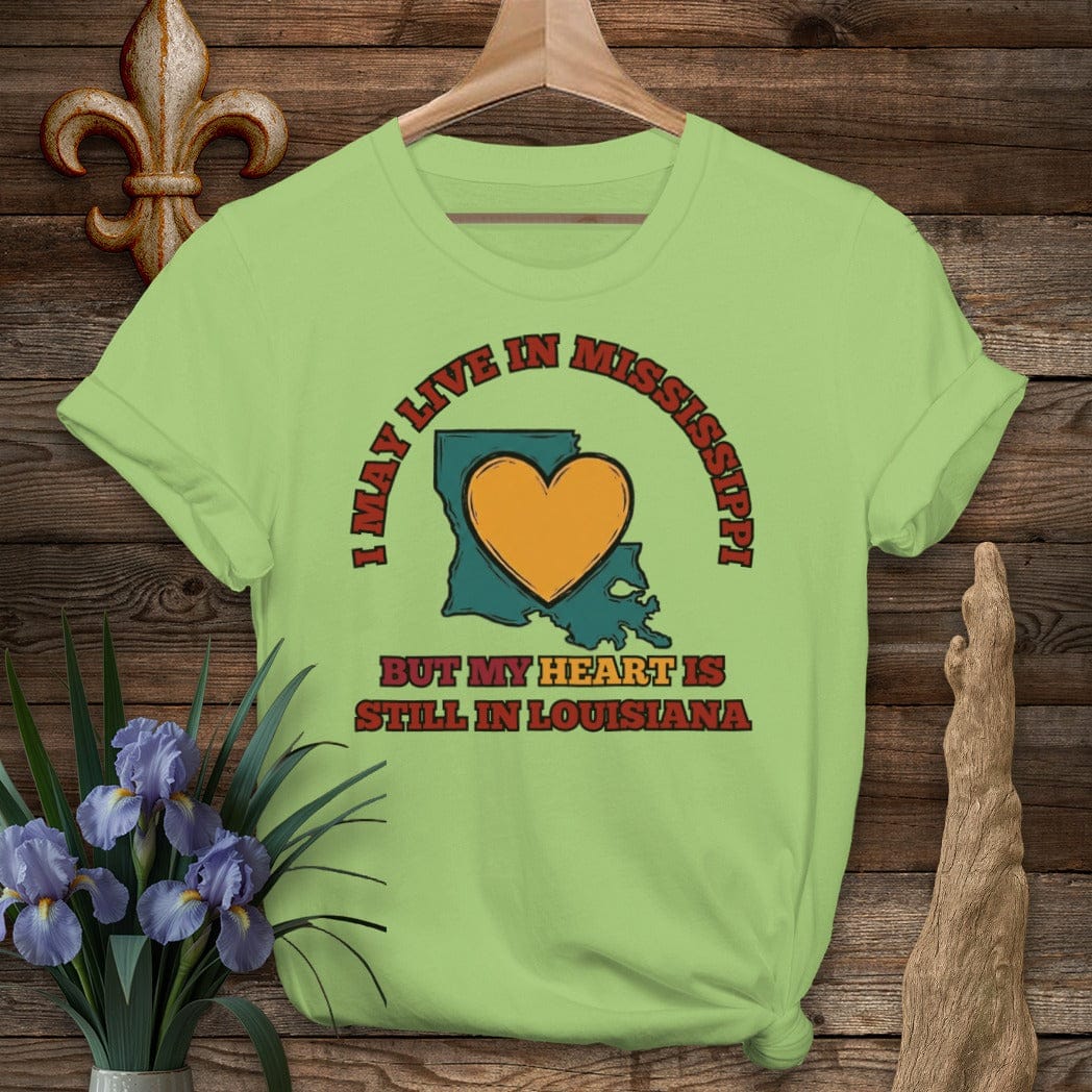S / Lime Louisiana May Live in Mississippi T-Shirt by Laissez Faire Wear