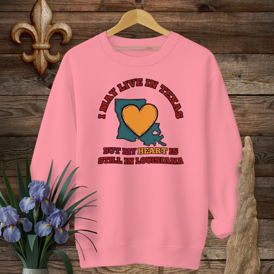 S / Safety Pink Louisiana May Live in Texas Sweatshirt by Laissez Faire Wear