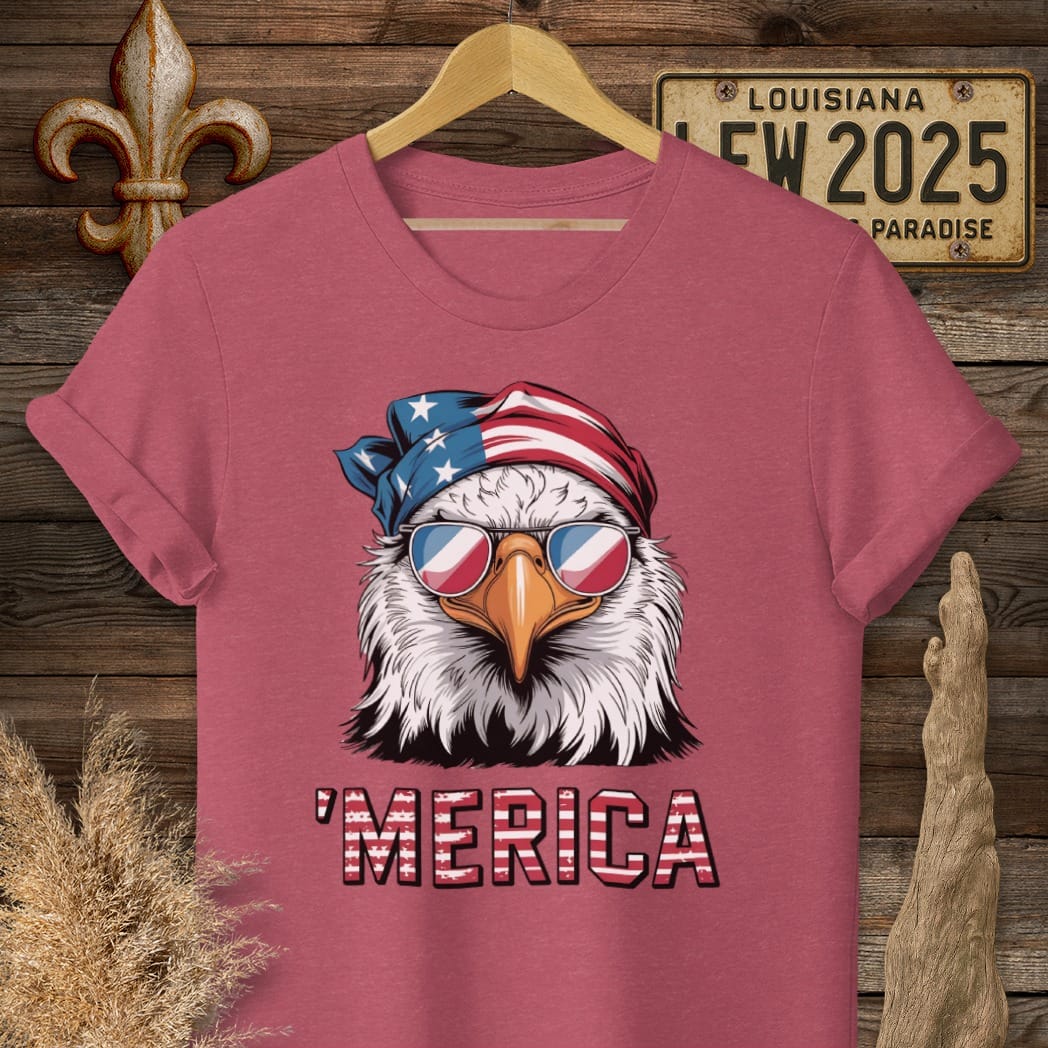 S / Heather Cardinal Louisiana Merica T-Shirt by Laissez Faire Wear