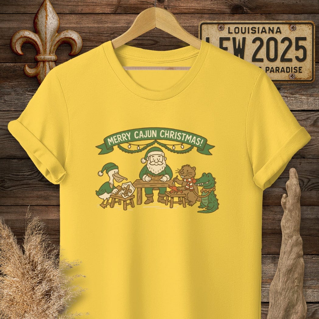 S / Daisy Louisiana Merry Cajun Christmas T-Shirt by Laissez Faire Wear