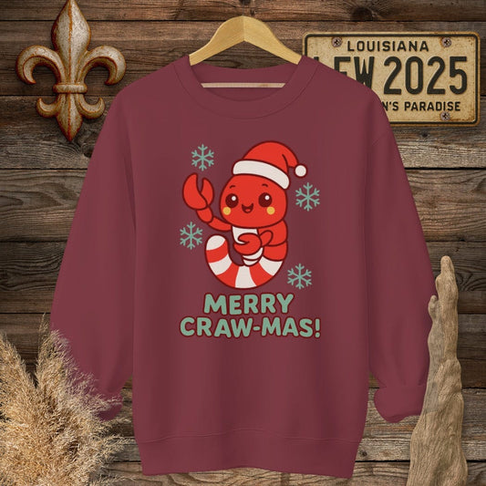 S / Garnet Louisiana Merry Craw-mas Sweatshirt by Laissez Faire Wear