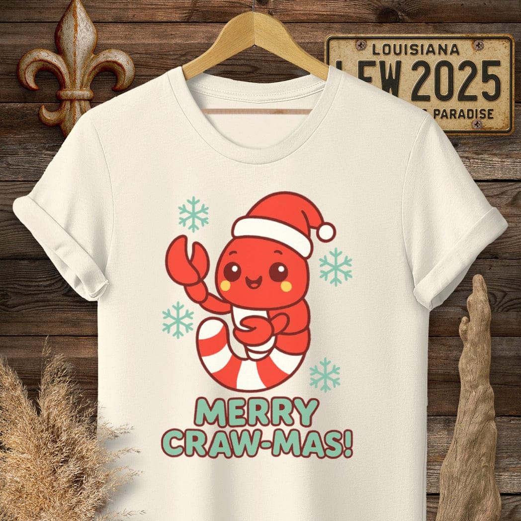 S / Natural Louisiana Merry Craw-mas T-Shirt by Laissez Faire Wear