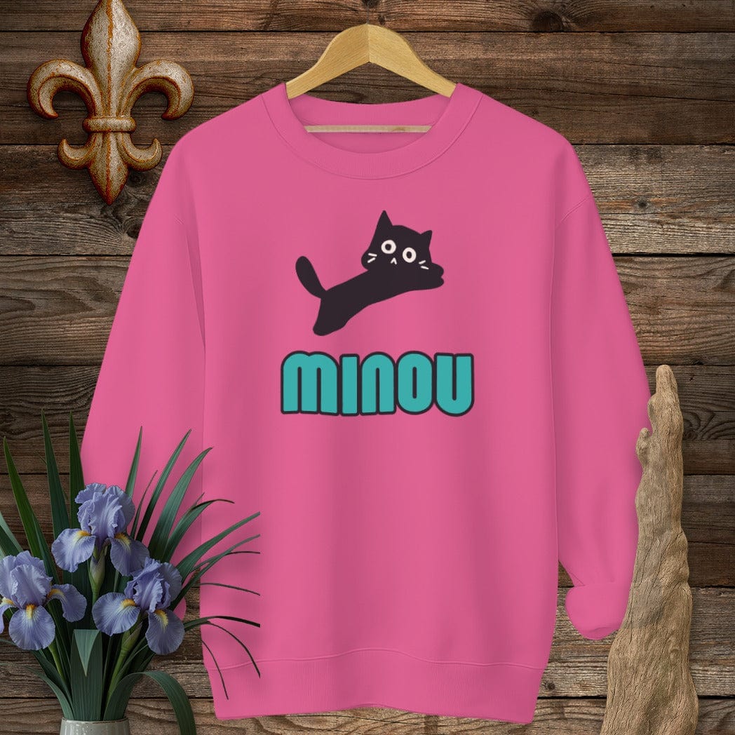 S / Heliconia Louisiana Minou (Cat) Cajun French Sweatshirt by Laissez Faire Wear