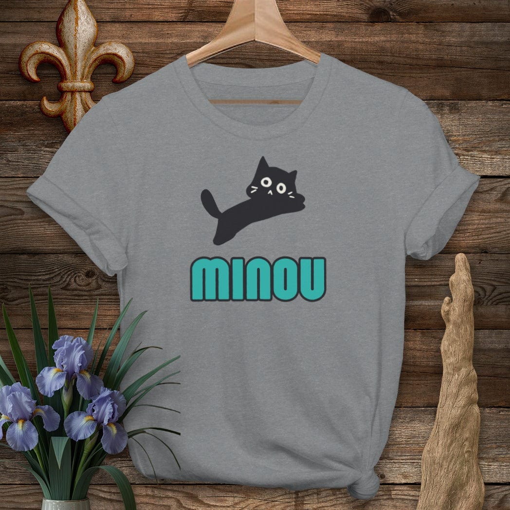 S / Graphite Heather Louisiana Minou (Cat) Cajun French T-Shirt by Laissez Faire Wear