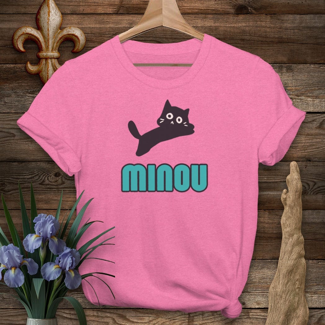 S / Heather Heliconia Louisiana Minou (Cat) Cajun French T-Shirt by Laissez Faire Wear