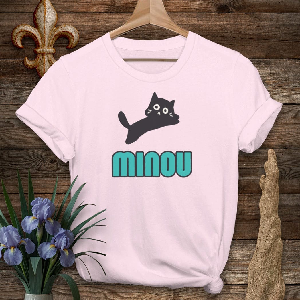 S / Light Pink Louisiana Minou (Cat) Cajun French T-Shirt by Laissez Faire Wear