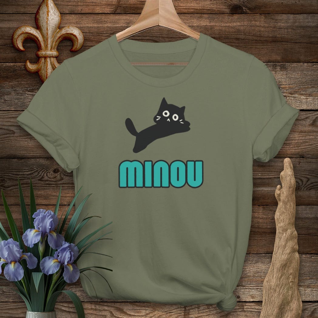 S / Military Green Louisiana Minou (Cat) Cajun French T-Shirt by Laissez Faire Wear