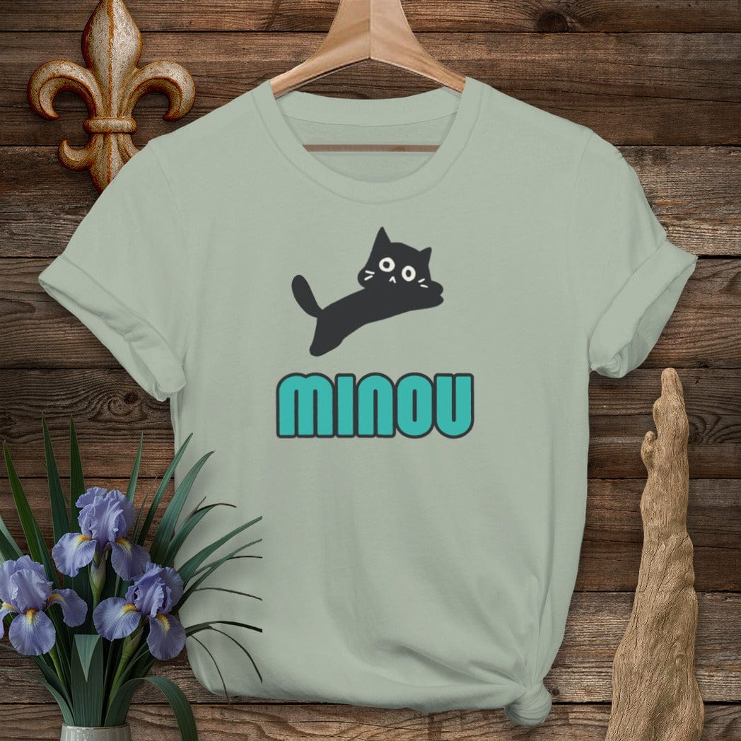 S / Sage Louisiana Minou (Cat) Cajun French T-Shirt by Laissez Faire Wear