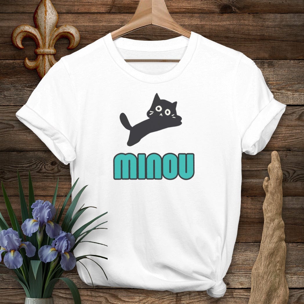 S / White Louisiana Minou (Cat) Cajun French T-Shirt by Laissez Faire Wear