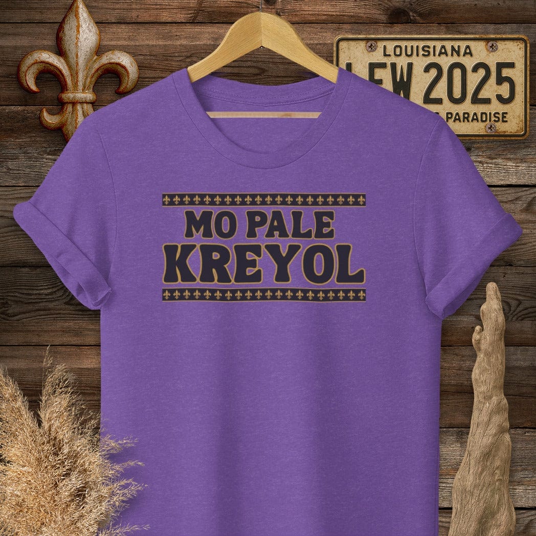 S / Heather Purple Louisiana Mo Pale Kreyol (I Speak Creole) T-Shirt by Laissez Faire Wear