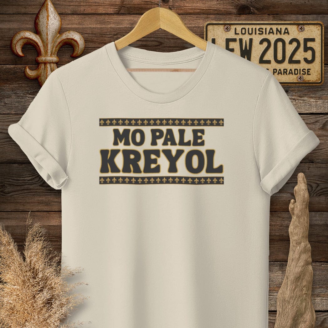 S / Sand Louisiana Mo Pale Kreyol (I Speak Creole) T-Shirt by Laissez Faire Wear