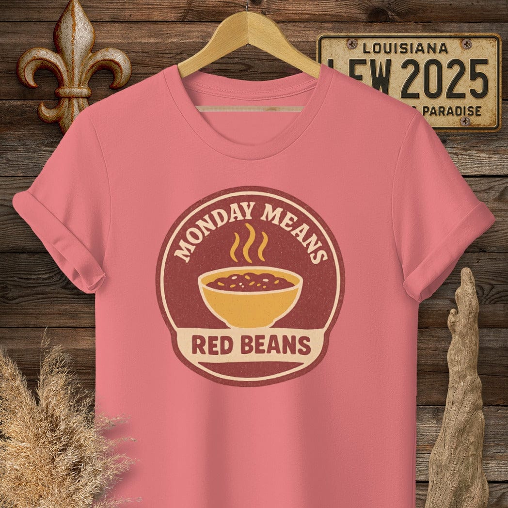 S / Coral Silk Louisiana Monday Means Red Beans T-Shirt by Laissez Faire Wear