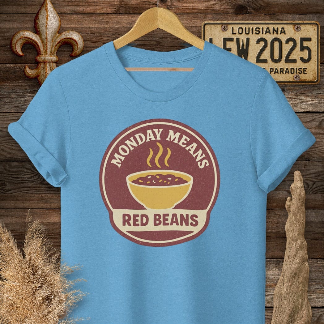 S / Heather Sapphire Louisiana Monday Means Red Beans T-Shirt by Laissez Faire Wear