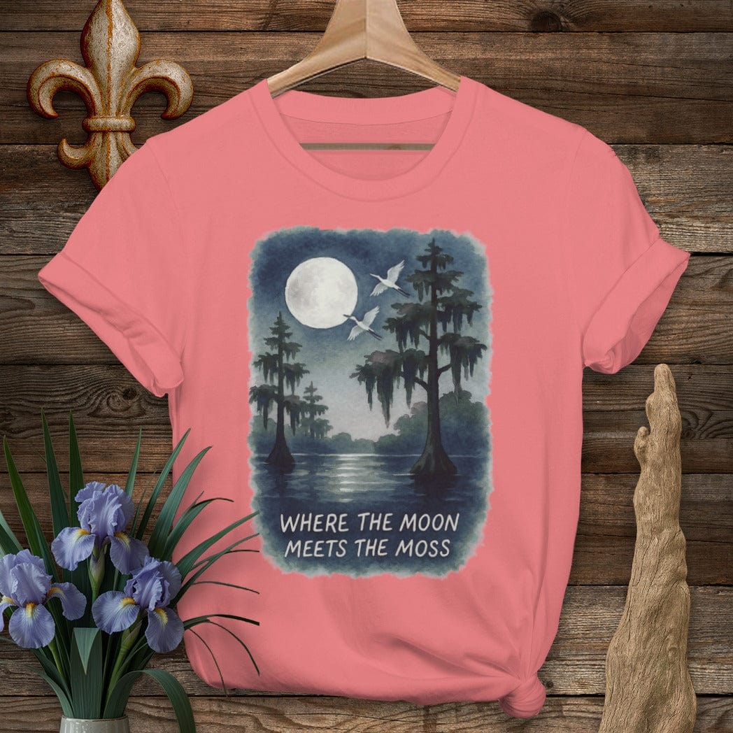 S / Coral Silk Louisiana Moon Meets Moss T-Shirt by Laissez Faire Wear