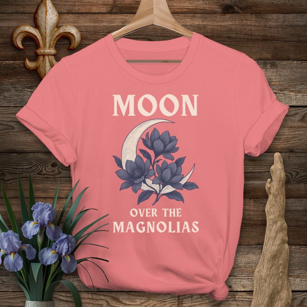 S / Coral Silk Louisiana Moon Over the Magnolias T-Shirt by Laissez Faire Wear