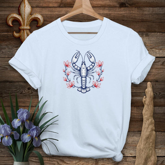 S / Light Blue Louisiana Mudbug & Blooms T-Shirt by Laissez Faire Wear