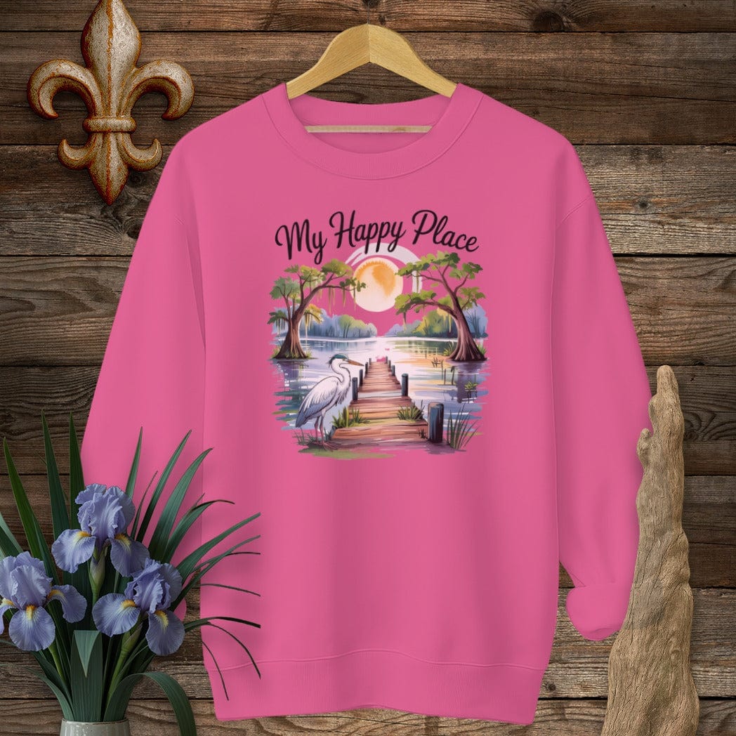 S / Heliconia Louisiana My Happy Place Sweatshirt by Laissez Faire Wear