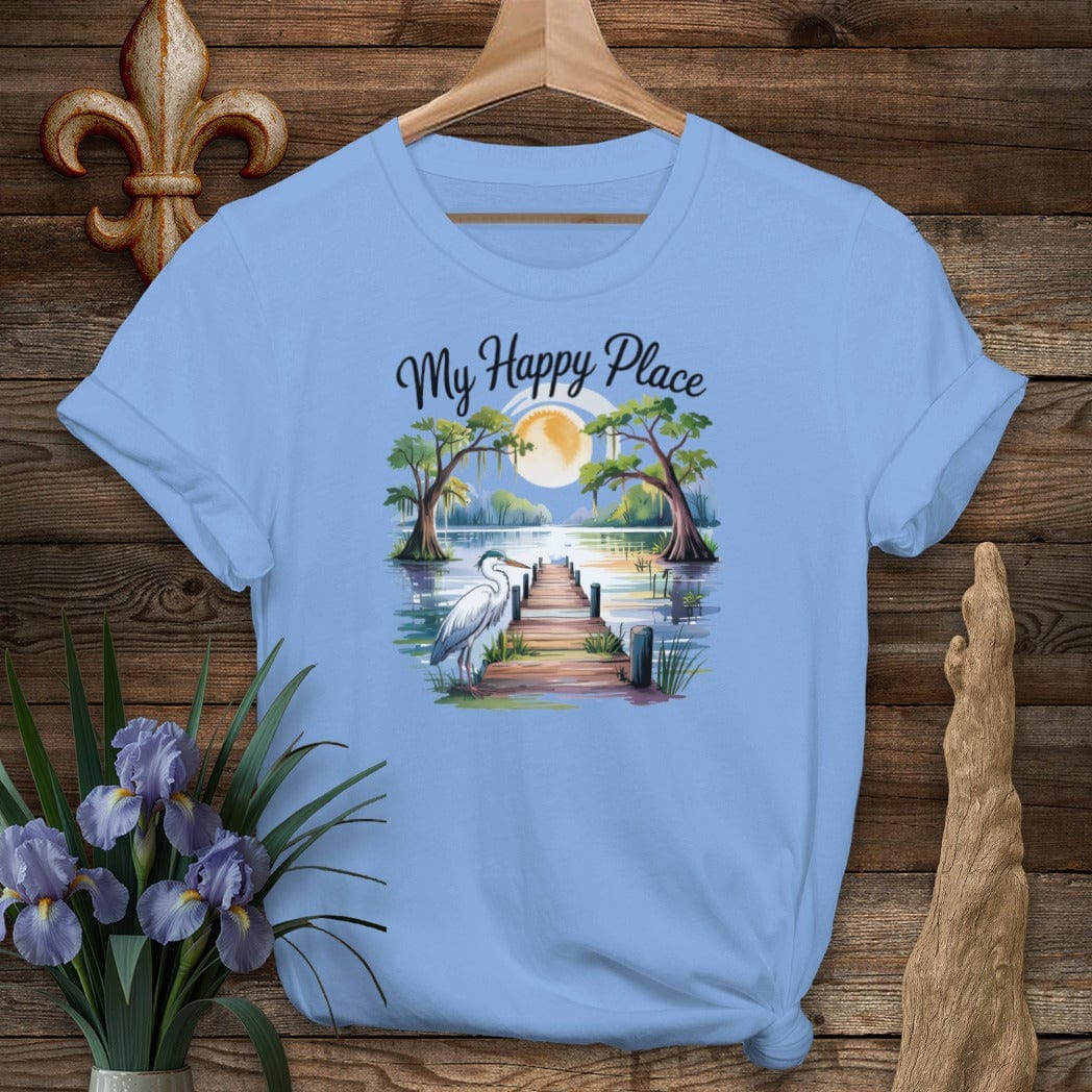 S / Carolina Blue Louisiana My Happy Place T-Shirt by Laissez Faire Wear