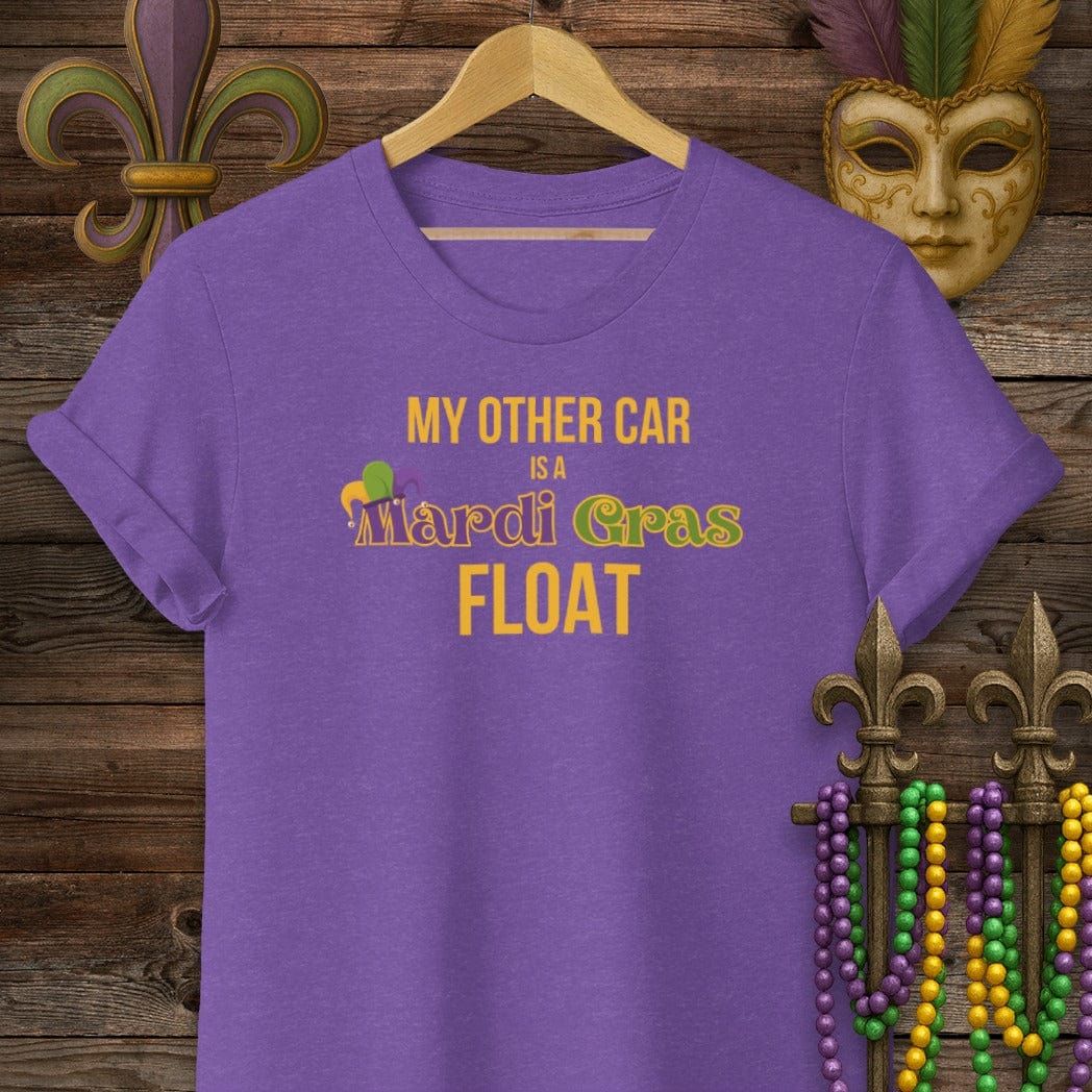 S / Heather Purple Louisiana My Other Car is a Mardi Gras Float T-Shirt by Laissez Faire Wear