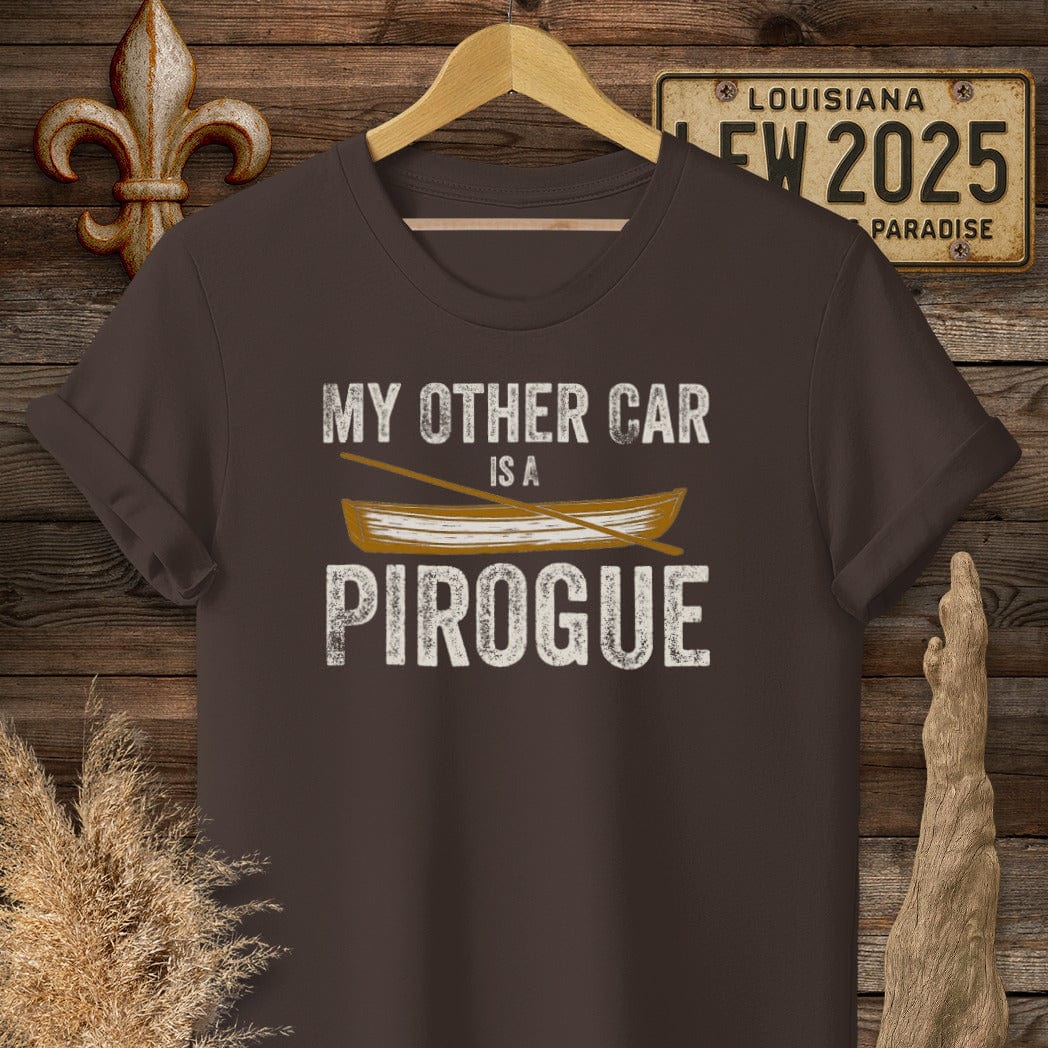 S / Dark Chocolate Louisiana My Other Car is a Pirogue T-Shirt by Laissez Faire Wear